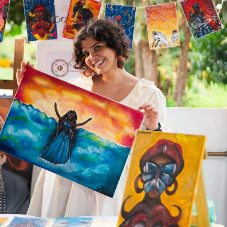 Arte afro-brasileira une ancestralidade e fé no giz pastel